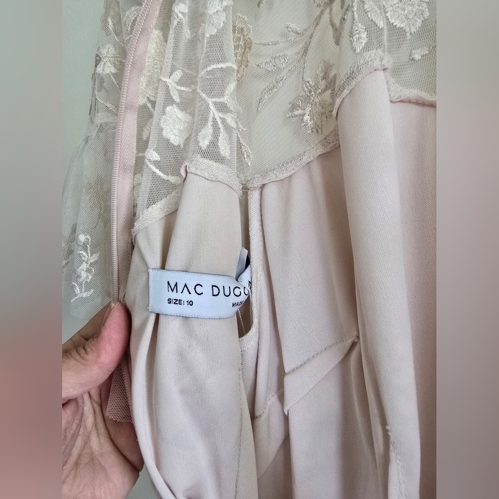 NWT! Mac Duggal, Embroidered Ruffled Sleeve Midi Dress,Blush,Size 10, MSRP $498 - Picture 11 of 11